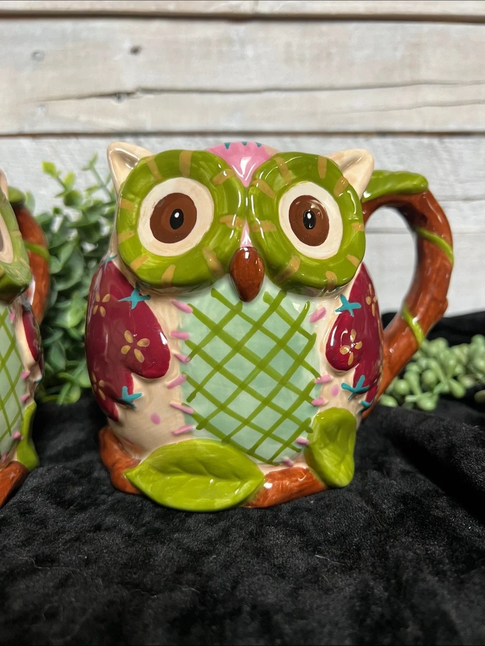 Pier 1 Ollie Owl Ceramic Coffee Mugs Set of 2